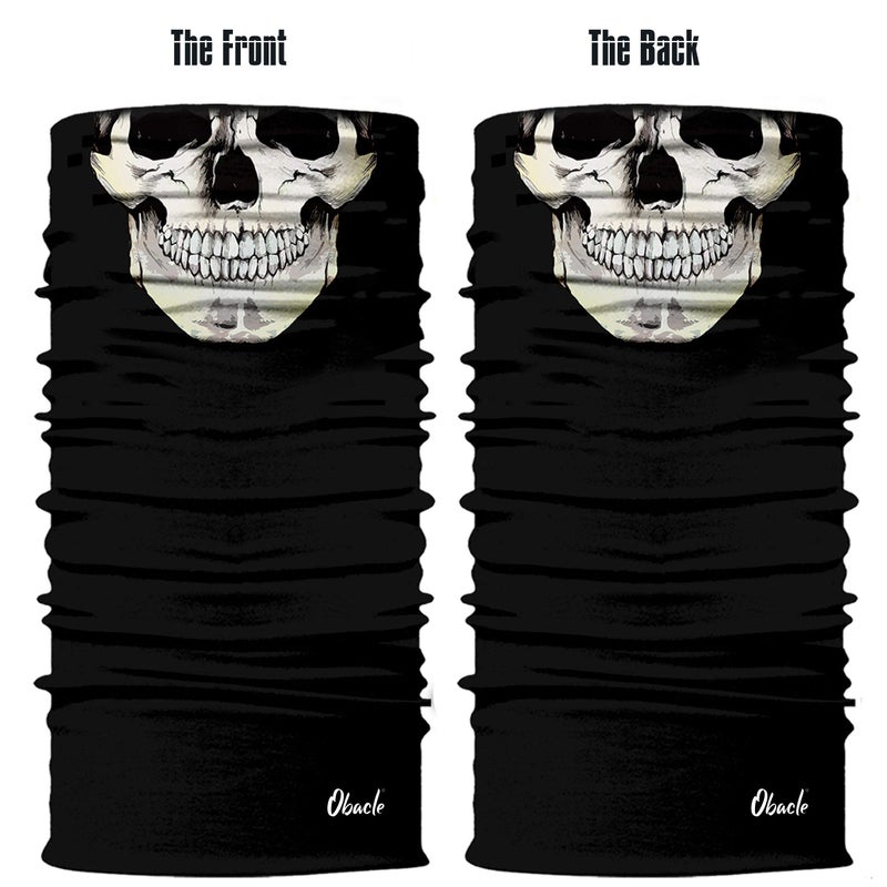 Obacle Skull Mask for Men Women Bandana Half Face Mask 3D Tube Balaclava Breathable Sun Mask for Fishing Running Hunting Cycling Motorcycle Bike Outdoor Sport (Skull White Face Black Nose) - Image 3